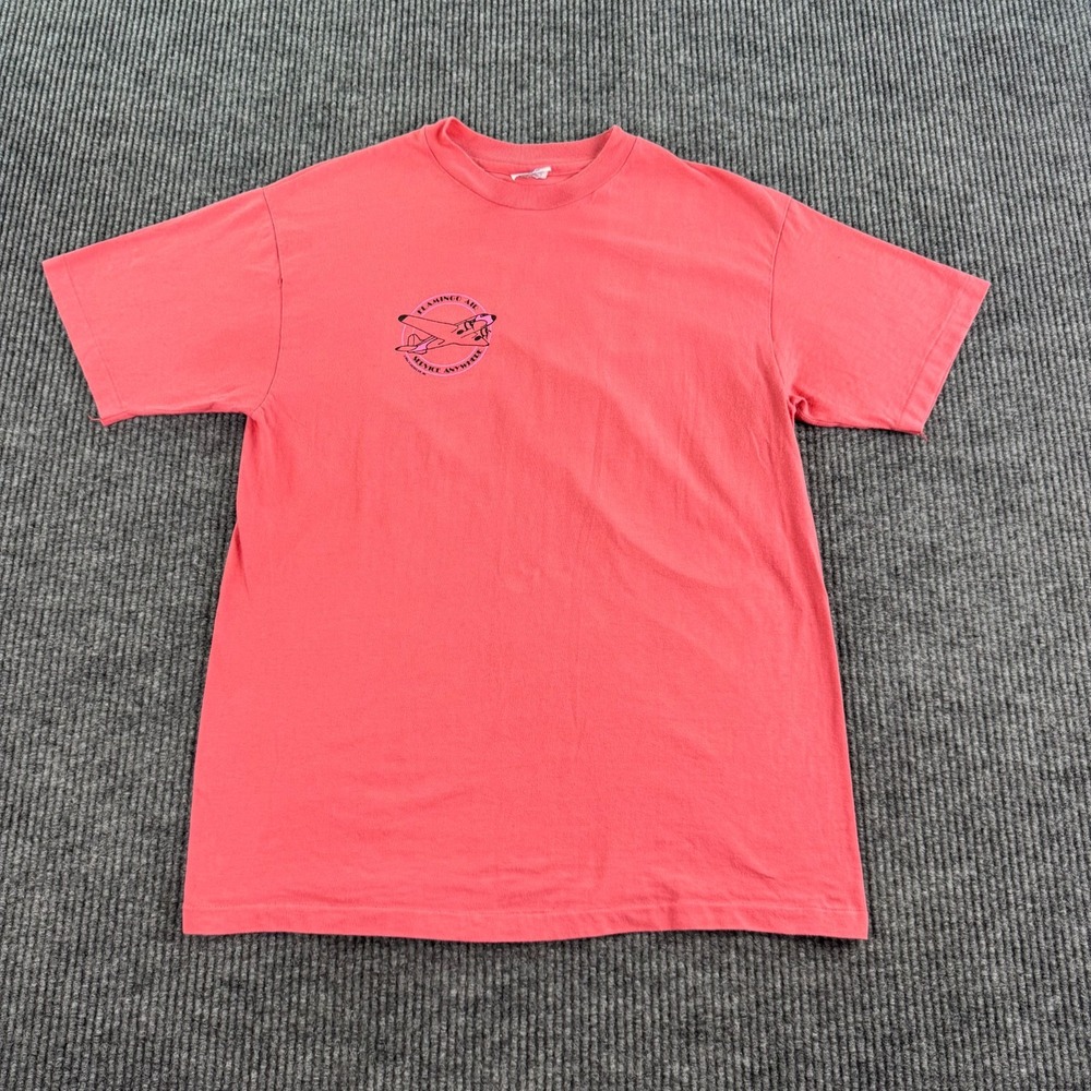 Vintage 1986 Flamingo Air T Shirt Men L Pink Hanes Beefy-T Single Stitch USA